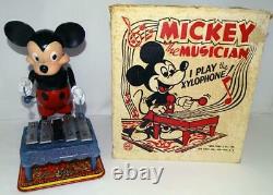 EX BOXED SETDISNEY 1950's LARGE VS. MICKEY MOUSE XYLOPHONE WIND-UP TOY BY MARX