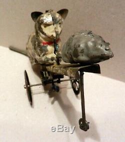 Early German tin windup Cat & Mouse toy late 1800's-very early 1900's