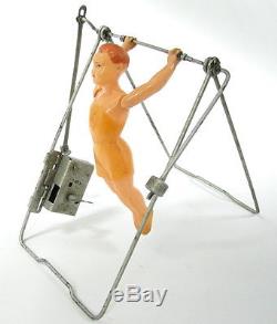 Early Rare Vintage Soviet Wind Up Mechanical Toy Gymnastic Doll Dinamo Russia
