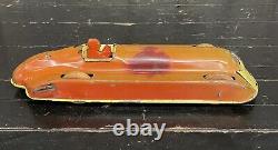 Early Vintage 1920-30s Art Deco Airflow Futurism Racing Race Car Wind Up Tin Toy