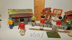 Erzgebirge Germany Putz Miniature Toy Carved & Cardboard Village Houses People