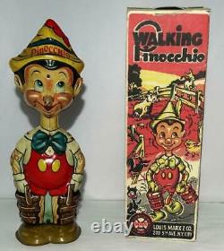 Ex+ Disney 1939 Pinocchio Marx Tin Wind-up Toy+ Built-in Key+ Replica Box Set