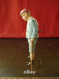 Exceedingly Rare 1902 Issmayer Tin Wind-up Walker Boy on Stilts Bing Stelzen