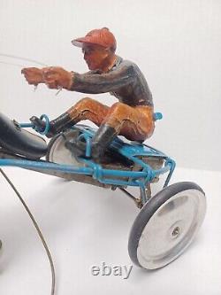 Exceedingly Rare Brevetti Bordoli Bologna Tin Wind-up Sulky Horse Tinplate Toy