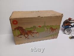 Exceedingly Rare Brevetti Bordoli Bologna Tin Wind-up Sulky Horse Tinplate Toy