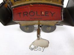 (Excellent Action) Toonerville Trolley Vintage Wind Up Tin Toy Nifty Toys