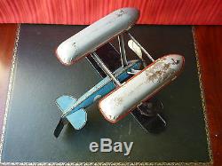 Extr. Rare 1920s SG Günthermann Gunthermann Tin Wind-up Water Biplane Airplane