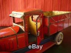 Extr Rare 1930s Japan TN NOMURA Tin Wind-up Franklin B16 Ford Pickup Post Truck