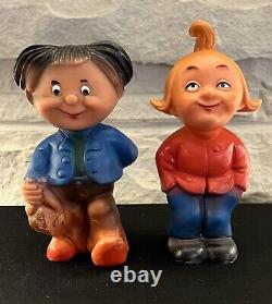 Extremely Rare Max & Moritz Germany's two naughty boys Rubber Figurines 6-7tall