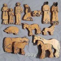 FARM BLOCKS Lot, 14 Rare Midcentury 1950s Community Playthings Wooden Blocks