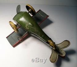 Ferdinand Strauss 1920's Wind-up Airplane MAILPLANE Tin Toy Plane