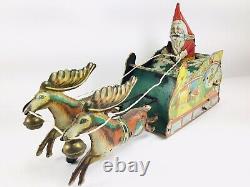 Ferdinand Strauss RARE Santee Claus Sleigh Mechanical Tin Toy Wind Up very Nice