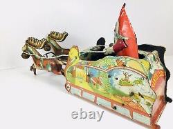 Ferdinand Strauss RARE Santee Claus Sleigh Mechanical Tin Toy Wind Up very Nice