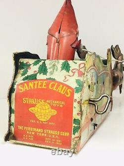 Ferdinand Strauss RARE Santee Claus Sleigh Mechanical Tin Toy Wind Up very Nice