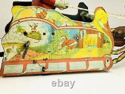 Ferdinand Strauss RARE Santee Claus Sleigh Mechanical Tin Toy Wind Up very Nice