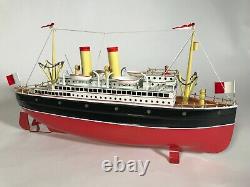 GEBR. FLEISCHMANN 18 CLOCKWORK OCEAN LINER Ca. 1930 RESTORED