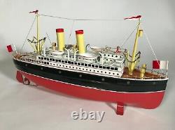 GEBR. FLEISCHMANN 18 CLOCKWORK OCEAN LINER Ca. 1930 RESTORED