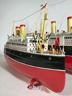 GEBR. FLEISCHMANN 18 CLOCKWORK OCEAN LINER Ca. 1930 RESTORED