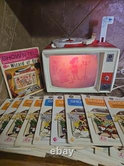 GE Show N Tell Phono Viewer Model A660C Red with 20 Records
