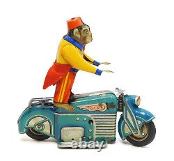 Gama Acrobat Monkey On Motorcycle Tin Wind Up Toy U. S. Zone Germany Works Great