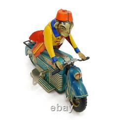 Gama Acrobat Monkey On Motorcycle Tin Wind Up Toy U. S. Zone Germany Works Great