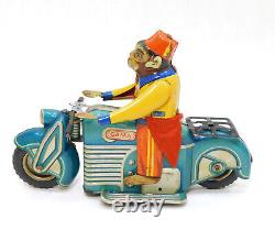 Gama Acrobat Monkey On Motorcycle Tin Wind Up Toy U. S. Zone Germany Works Great