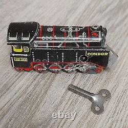 Gescha Tin Litho Toy Train Wind up Bump Go Track Station Carton Occupied Germany