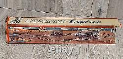 Gescha Tin Litho Toy Train Wind up Bump Go Track Station Carton Occupied Germany