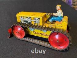 Giant Climbing Tractor Set, Marx, wind-up WORKS, Tin Toy, Caterpillar