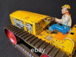 Giant Climbing Tractor Set, Marx, wind-up WORKS, Tin Toy, Caterpillar