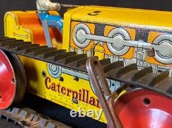 Giant Climbing Tractor Set, Marx, wind-up WORKS, Tin Toy, Caterpillar