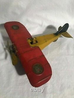 Girard Tinplate Wind Up Air Mail Plane Antique Tin Toy