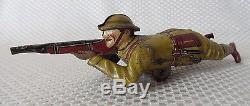 Great Vintage Marx Crawling Soldier Wind Up Tin Litho Toy 1930s