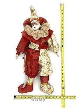 Harlequin Clown Wind Up Musical Doll Collectibles Vintage Porcelain Jester Joker