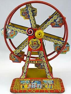 Hercules Tin-Plate Mechanical Ferris Wheel by J. Chein & Co. #172 WORKING