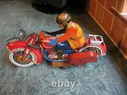 Huge Size Jml Motorcycle Moto France 1930 Vintage Tinplate Wind Up Tin Litho Toy