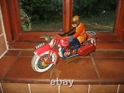 Huge Size Jml Motorcycle Moto France 1930 Vintage Tinplate Wind Up Tin Litho Toy