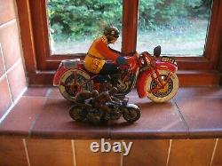 Huge Size Jml Motorcycle Moto France 1930 Vintage Tinplate Wind Up Tin Litho Toy