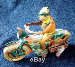 INGAP Motorcycle 620 Lithographed Tin Toy Vintage 1930s Italy Clockwork Windup