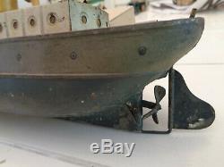 Ives Toys Tin Ship Merchant Marines Rare Vintage Boat Antiques Clockworks 1920's