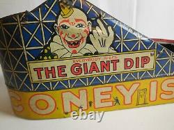 J5 Rare Henery Katz Coney Island Roller Coaster The Big Dip Tin Litho Wind-up