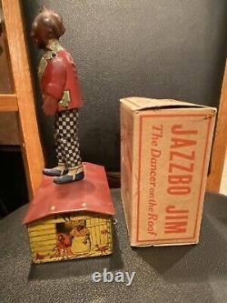 JAZZBO JIM 1921 LOUIS MARX WORKING TIN LITHO WIND UP TOY With RARE BOX VARIATION