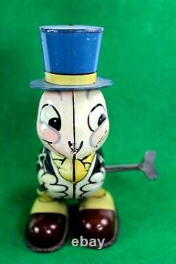 JIMINY CRICKET Tin Mechanical Wind Up Toy Vintage 50's Walt Disney Productions