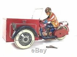 JML Delivery Motorcycle Tin Toy Wind Up Scarce 1930s French Pre-War Triporteur