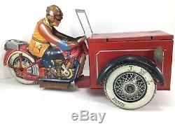 JML Delivery Motorcycle Tin Toy Wind Up Scarce 1930s French Pre-War Triporteur