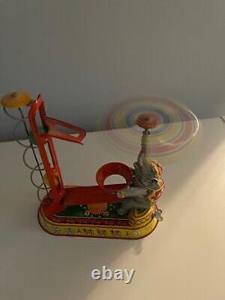 JW circus elephant ball game wind up toy works made US zone Germany