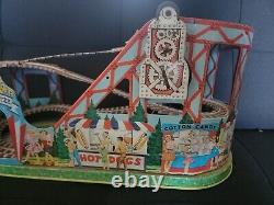 J. CHEIN Roller Coaster Wind Up Tin Toy With 1 Car Vintage Collectible Japan