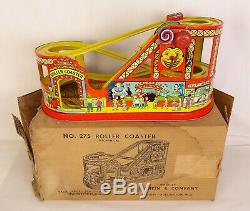 J. Chein #275 Tin Litho Mechanical Wind Up Roller Coaster-ex. In Orig. Box