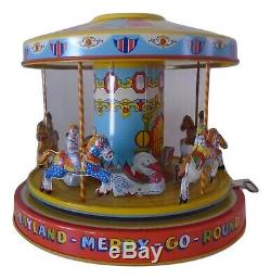 J. Chein Playland Merry Go Round Carousel Excellent Condition & Box