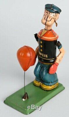 J. Chein Popeye Floor Puncher Wind-up Excellent Working Condition Circa 1936